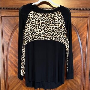 Celeste Black and Leopard Print Blouse